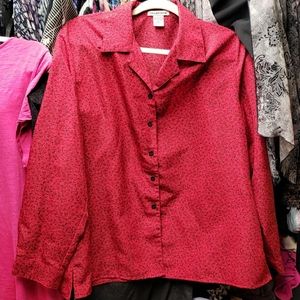 Smooth Silky Dress Barn dressbarn Red Print Blouse